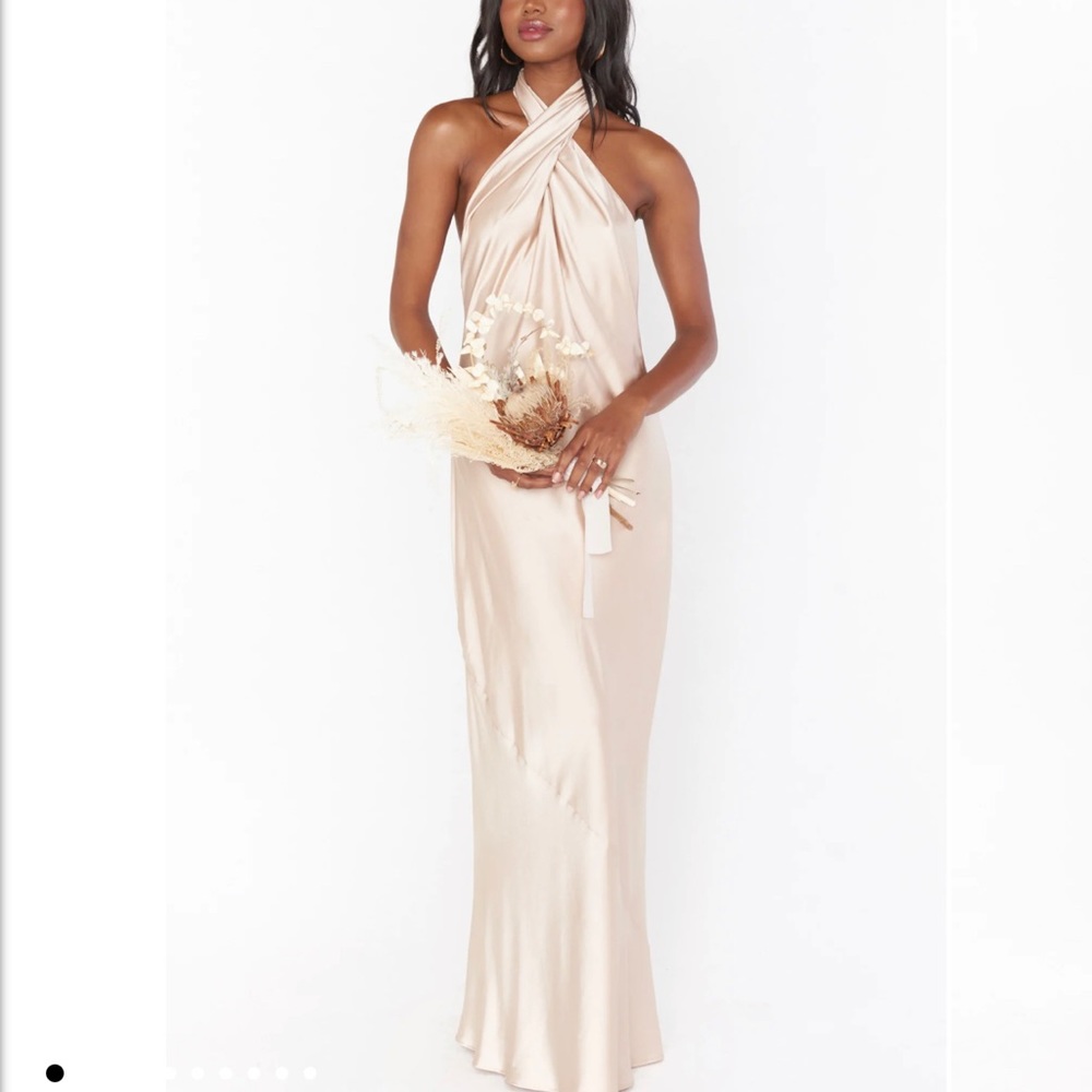 Show Me Your Mumu Jasmine Halter Maxi Dress size small in champagne